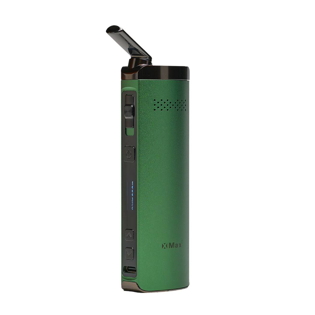 Xmax Starry 4 dry herb vaporiser in green, with a plain white background